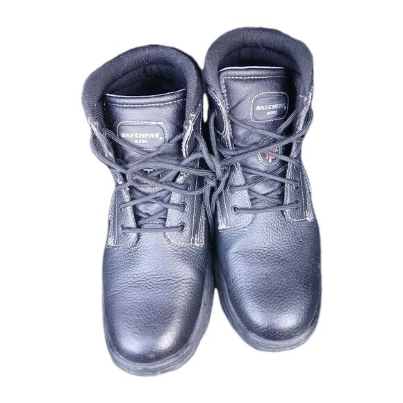 Skechers Work Steel Toe Puncture Resistant Black Leather Boots Mens Size 12 main image 5